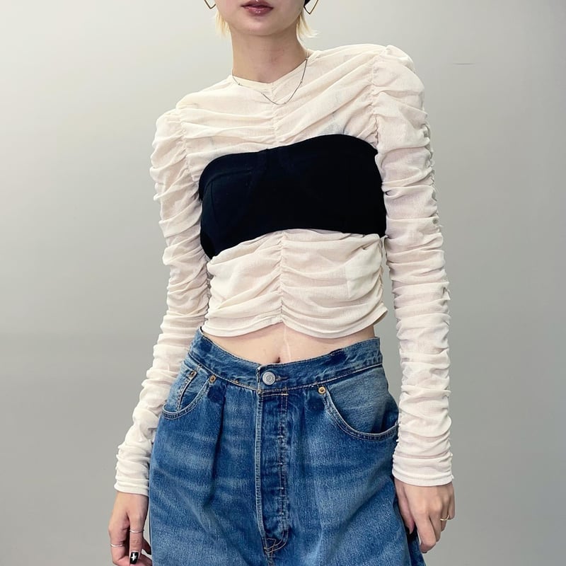 Cotton Tulle Gather Top (Ivory) | Tavy STORE Cotton Tulle Gather Top (Ivory) | Tavy STORE