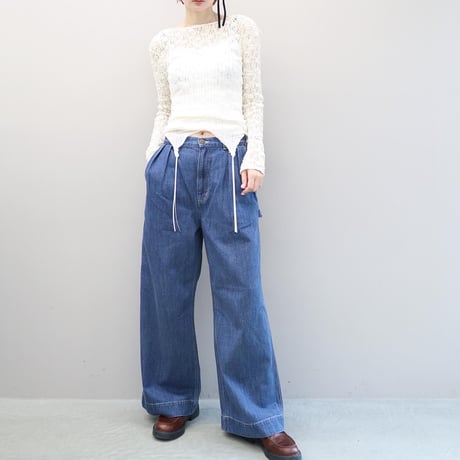 Natural Slub Denim Wide Painter Pants