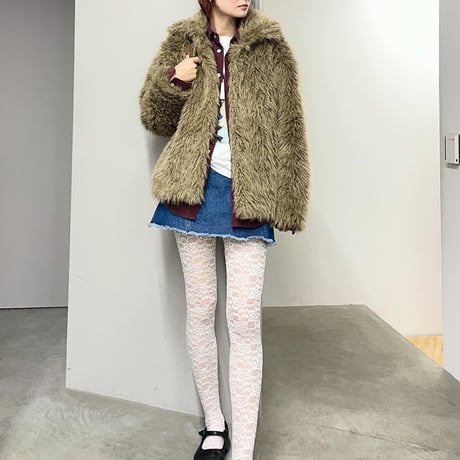 ECO FUR SNAP FRONT JACKET (Khaki)