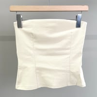 Elastic Rib Paded Bare Top (Cream)