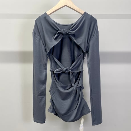 Lyocell Knot Back Tuck Side Top (Charcoal)