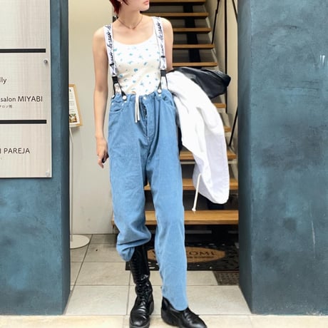 DAMAGE CORDUROY SUSPENDER PANTS (BLUE)