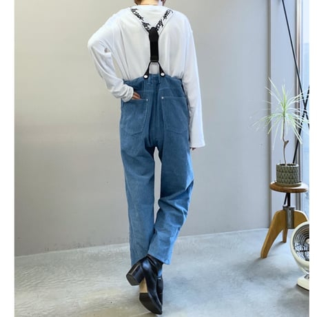 DAMAGE CORDUROY SUSPENDER PANTS (BLUE)