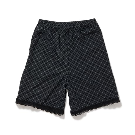 Lace-trim Loose Slip Shorts  (Black)