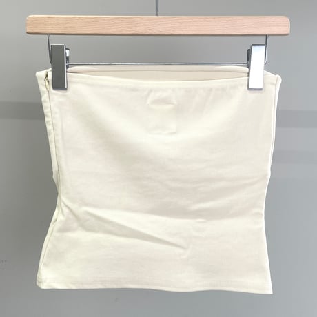Elastic Rib Paded Bare Top (Cream)