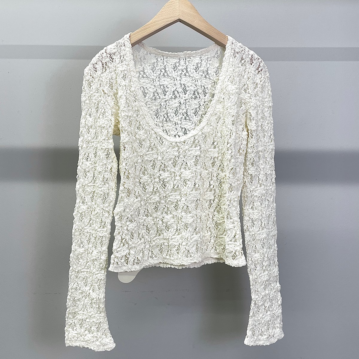 Cotton Shrink Lace 2Way Top (Cream) | Tavy STORE