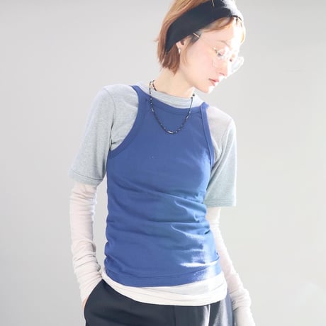 AMERICAN SLEEVE CAMISOLE ( WHT / INK BLUE / GRAPHITE )