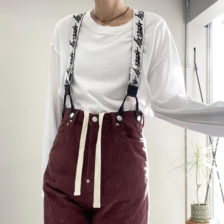 DAMAGE CORDUROY SUSPENDER PANTS (BROWN)