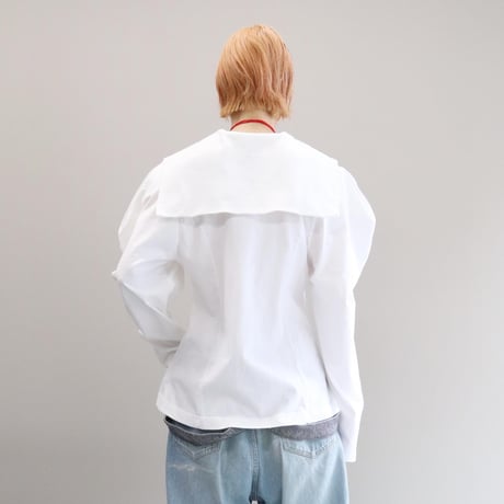 SUPER FINE DRY SAILOR COLLAR L/S TOPS (WHT)
