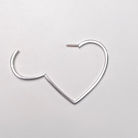 Hoop heart pierced earring ( large / SILVER)
