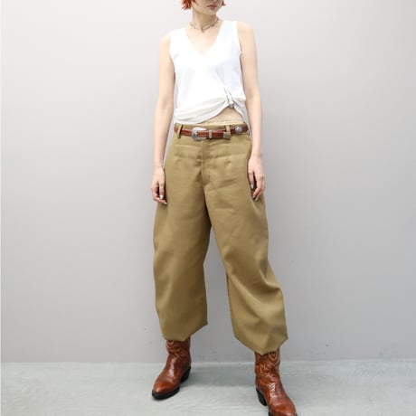 Wool Mix Curved Trousers (Camel)
