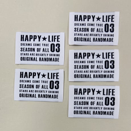 刺繍タグ  HAPPY★LIFE03 ホワイト