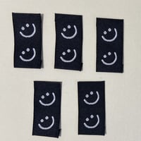 折り刺繍タグ　Ｗにこちゃん　ブラック　5枚