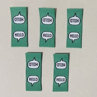 折り刺繍タグ　HELLO緑　5枚