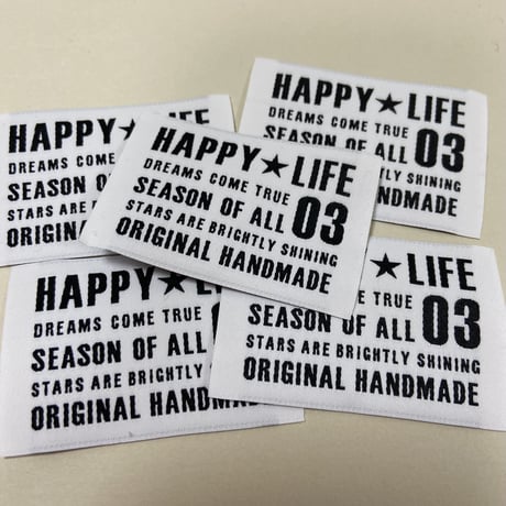 刺繍タグ  HAPPY★LIFE03 ホワイト