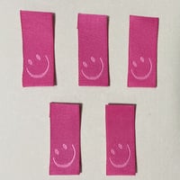 折り刺繍タグ　にこちゃん　ピンク　5枚
