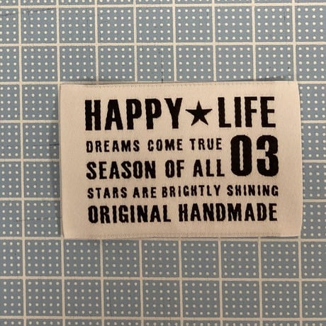 刺繍タグ  HAPPY★LIFE03 ホワイト