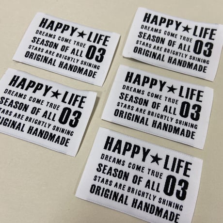 刺繍タグ  HAPPY★LIFE03 ホワイト