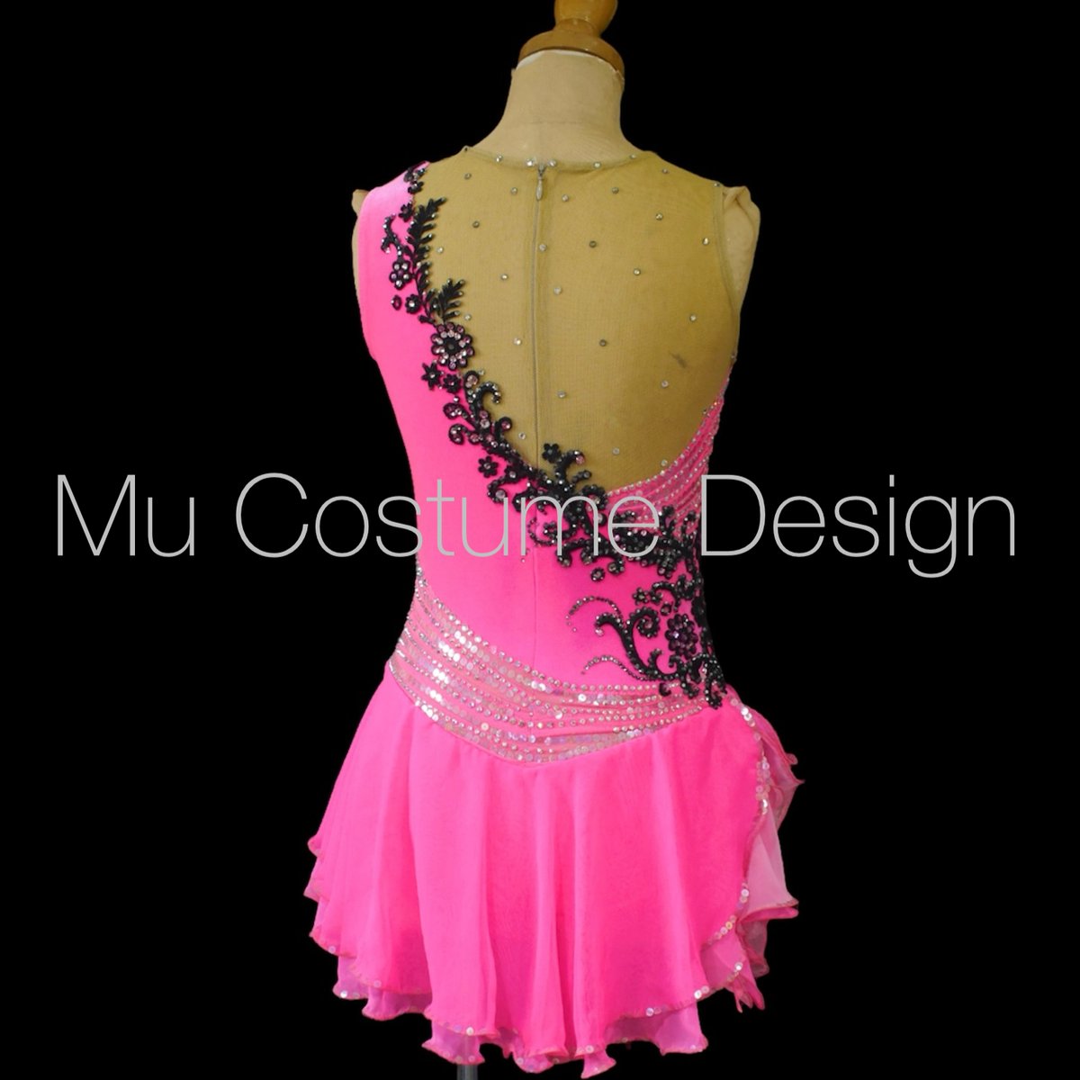 レンタル18】フィギュアスケート衣装 ピンク黒 150-155cm | Mu-Costume