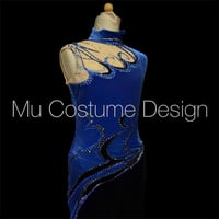 【レンタル40】フィギュアスケート衣装 青黒パンツ 145cm