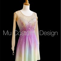 【レンタル50】フィギュアスケート衣装  ピンク グラデーション 145-150cm