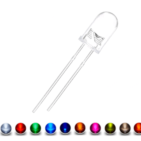 高輝度LED(5mm)(白,青,赤,緑,黄,黄緑,ピンク,暖白,UV)