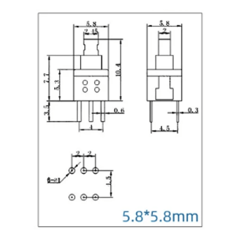 ボタン図 セルフロックスイッチ (5.8mm×5.8mm) | 電子工作ステーション