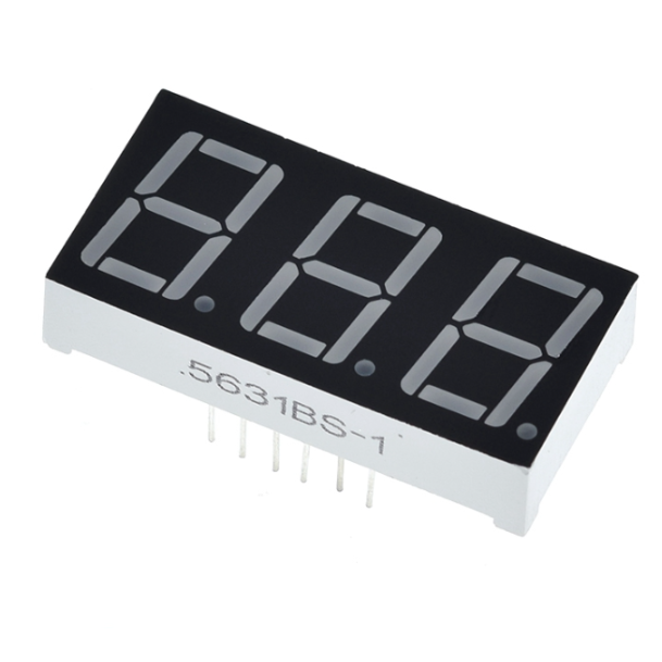 7セグメントLED表示器 (アノードコモン)(赤3文字) | 電子工作ステーション
