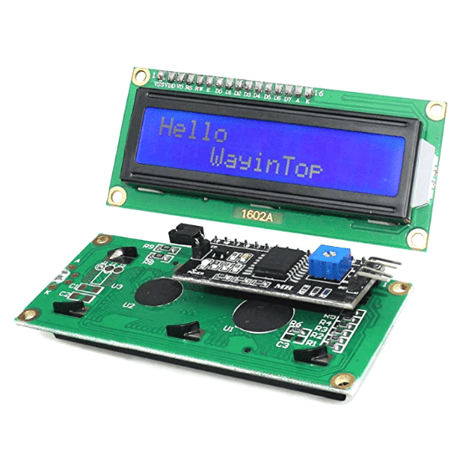 LCDディスプレイ (LCD1602A)(シリアルインタフェースボードモジュール付き)(青モデル/黄緑色モデル)