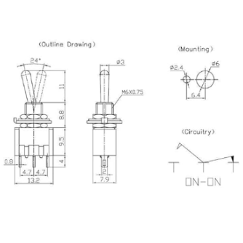 トグルスイッチ (MTS-102) | 電子工作ステーション