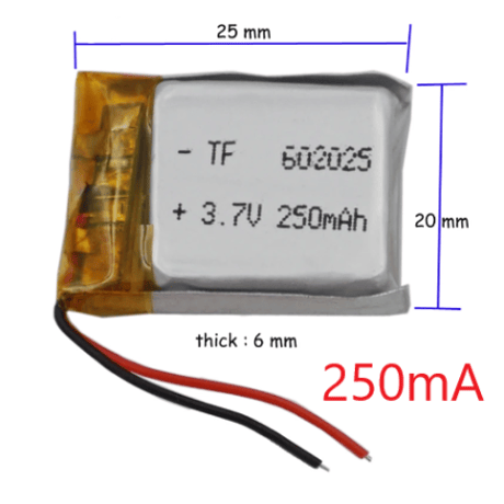 リチウムポリマー電池 (3.7V)(250mA/450mA/900mA)
