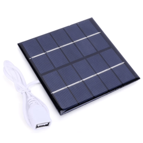 USB付きソーラーパネル (5V/5W)(100mm×100mm)