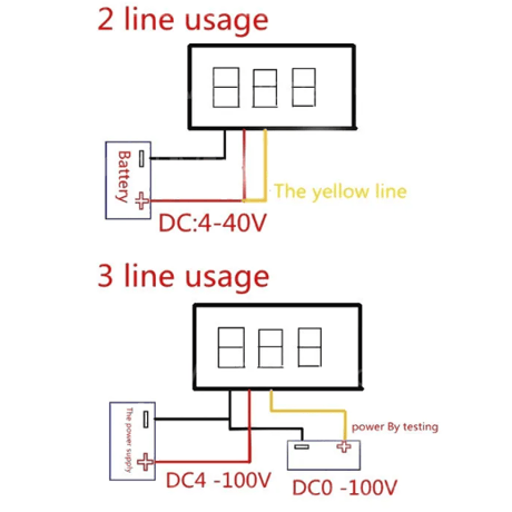 3線式LEDデジタル電圧計 (0V~100V) (0.28インチ)