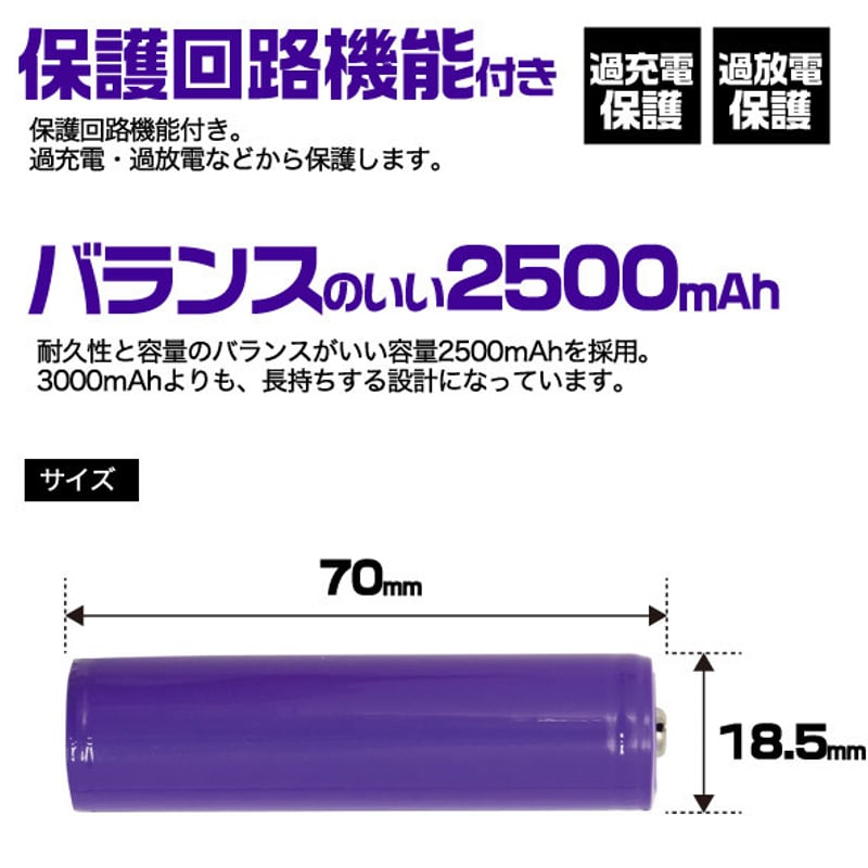 18650リチウムバッテリー (2500mAh)(3.6V) | 電子工作ステーション