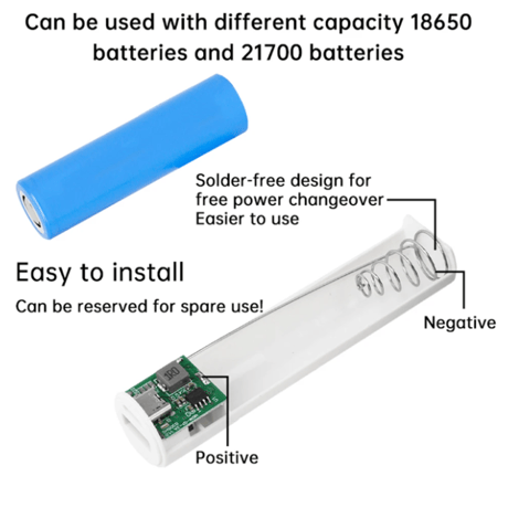 18650バッテリー円形収納ボックス (保護回路対応)