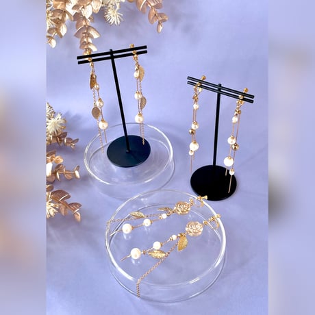 3連パールのピアス/イヤリング