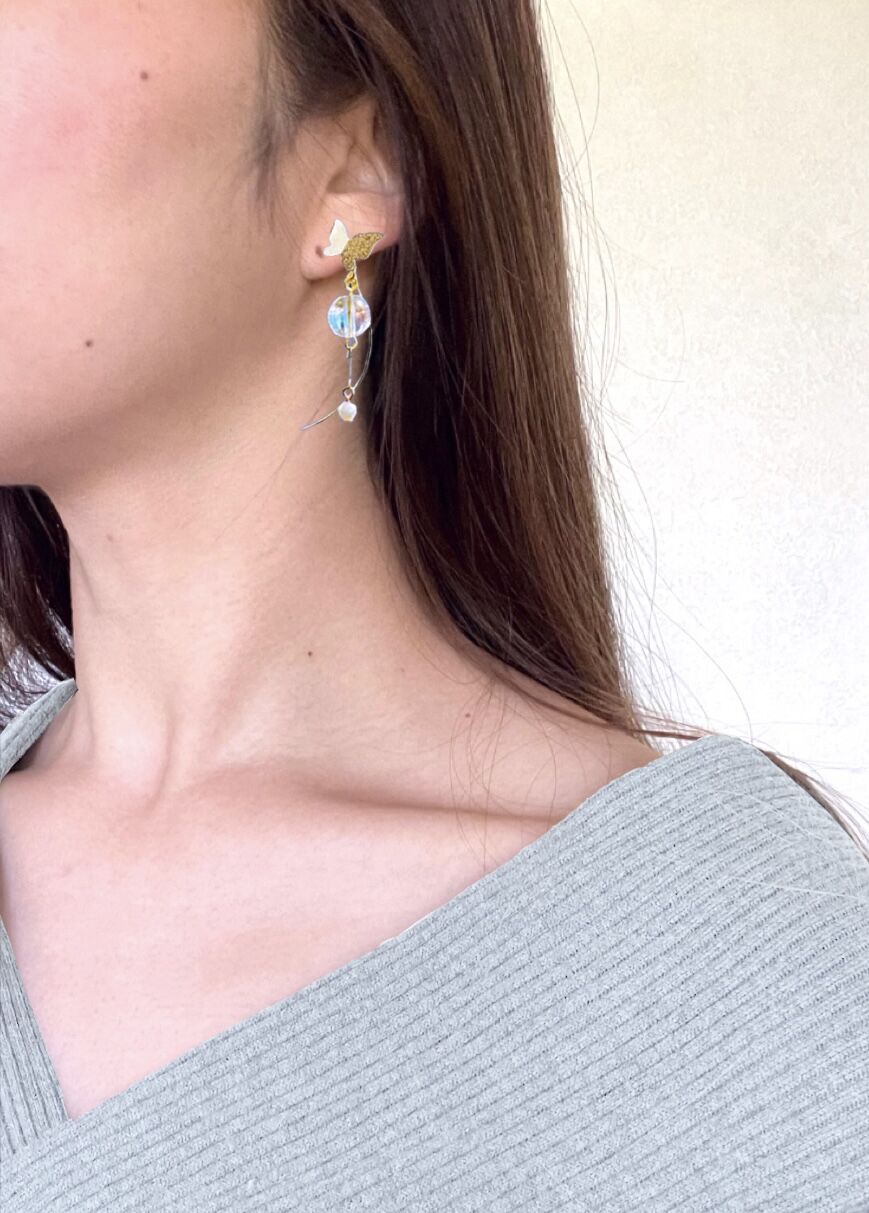 ❇️アレルギー対応・ライトブルー系ピアス5点セット（金具変更/バラ