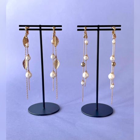 3連パールのピアス/イヤリング