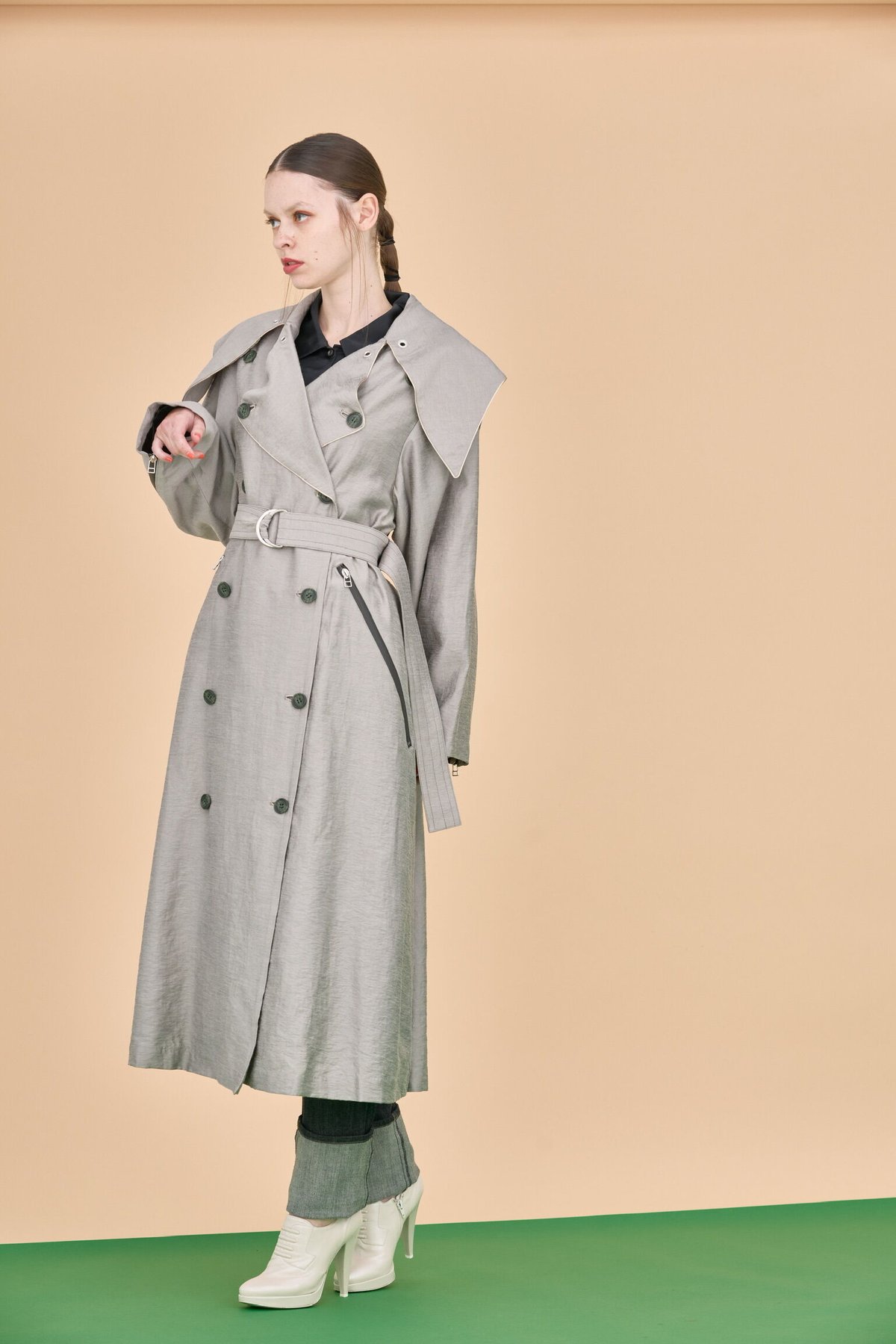 送料無料】ビックカラーコート/カラー:グレー/Big collar Coat | mea v...