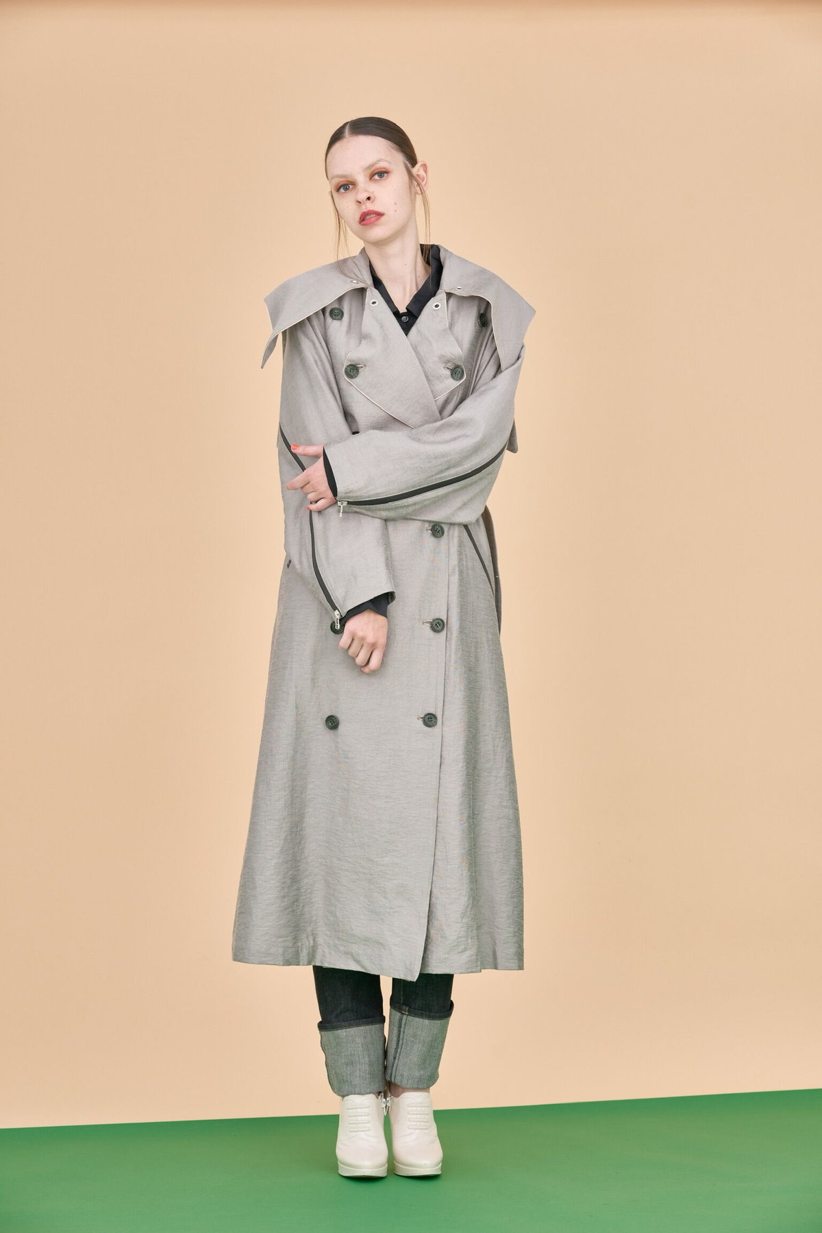 送料無料】ビックカラーコート/カラー:グレー/Big collar Coat | mea v...