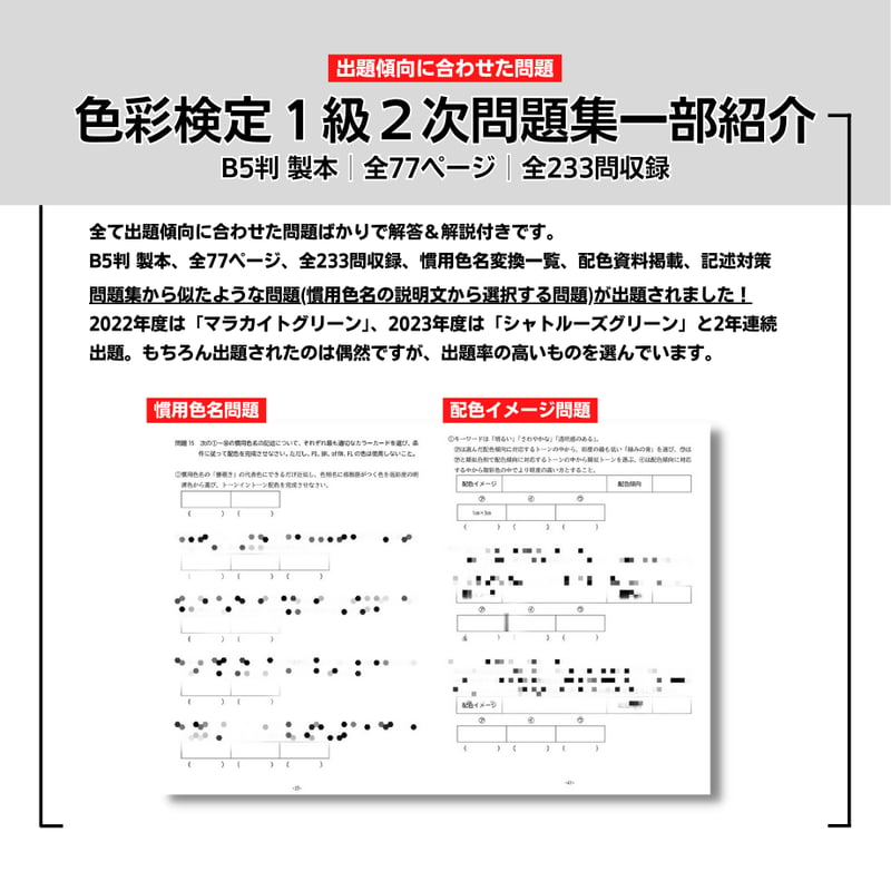 色彩検定1級2次問題集+慣用色名 暗記カード+3時間オンライン 色彩検定1級2次問題集+慣用色名 暗記カード+3時間オンライン