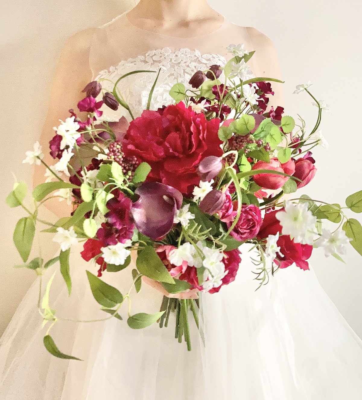 クラッチブーケ　White pink♪ ホワイト＆ピンクローズのクラッチブーケ【ブリザーブドフラワー