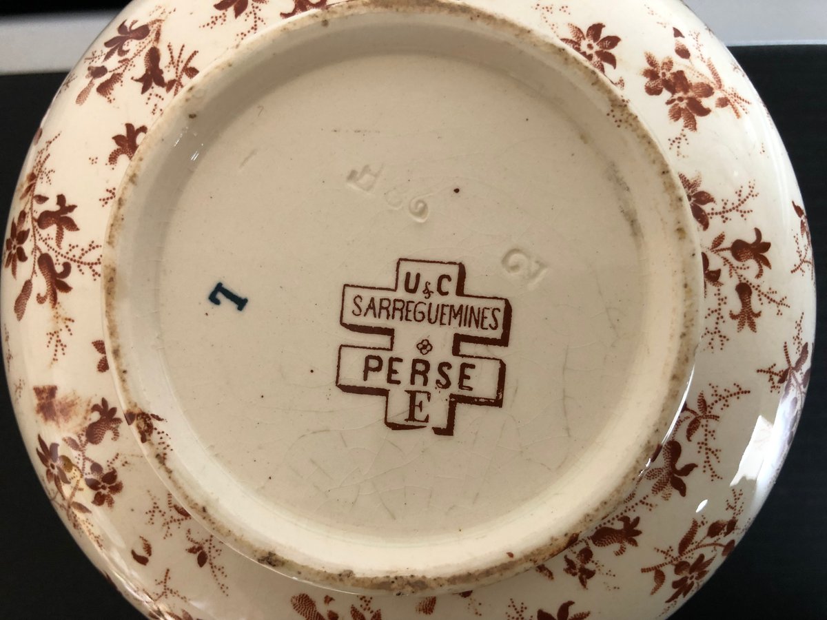 Sarreguemines perse セピア色の花柄シュクリエ | 15区 -Quinzième-