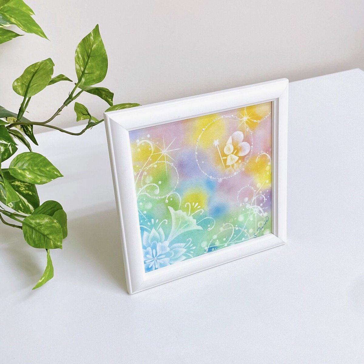 パステルアート│花と妖精～オーロラ～（原画15×15
