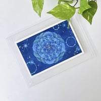 曼荼羅アート│フラワーオブライフ×宇宙の椿（原画10×15㎝）