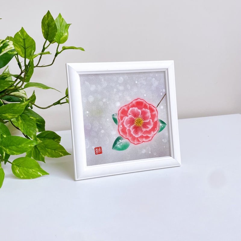 パステルアート│寒椿（原画15×15㎝） | Sowaka's GALLERY