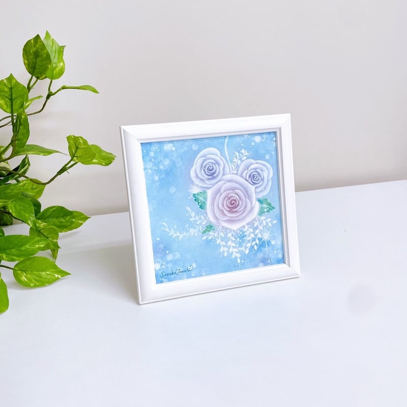 パステルアート│バラのブーケ_ゼニスブルー（原画15×15