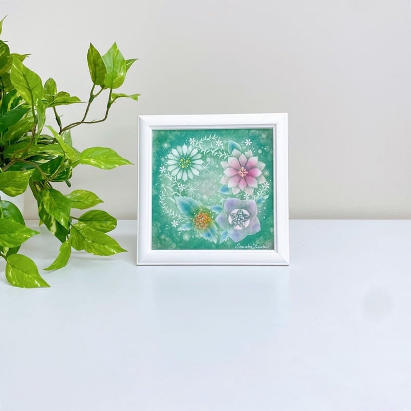 パステル画 植物と天体 A4サイズ宙花 パステル画 植物と天体 A4サイズ