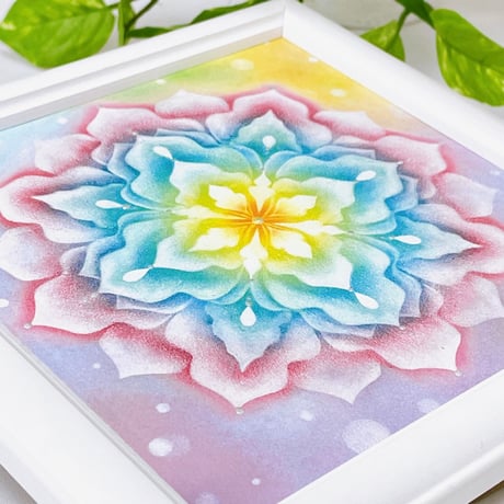 パステル曼荼羅アート│百花繚乱（原画15×15㎝）
