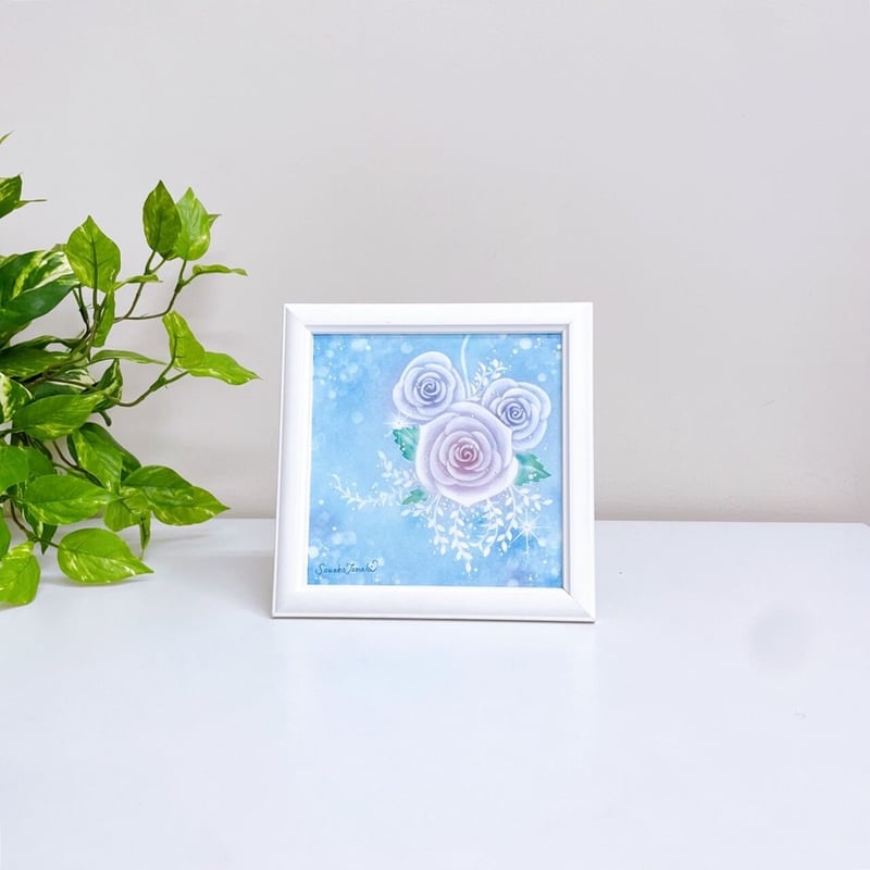 パステルアート│バラのブーケ_ゼニスブルー（原画15×15